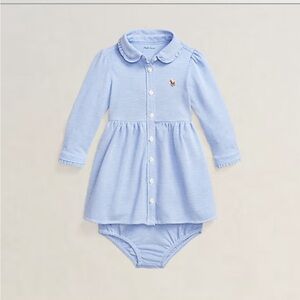 Ralph Lauren Baby Girls 2 piece Oxford Shirt dress Set size 0-3 months
